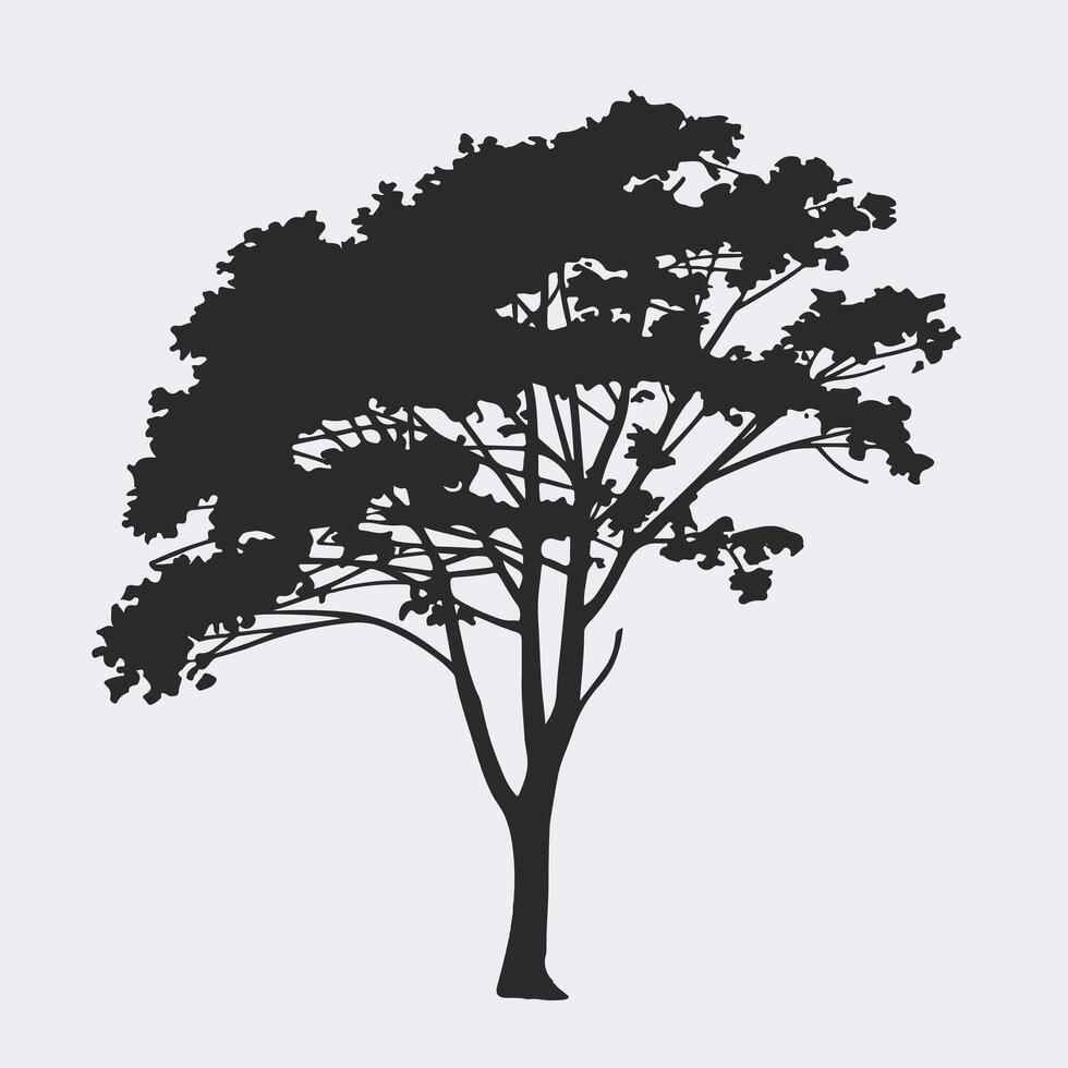 A black silhouette of a tree on a white background vector