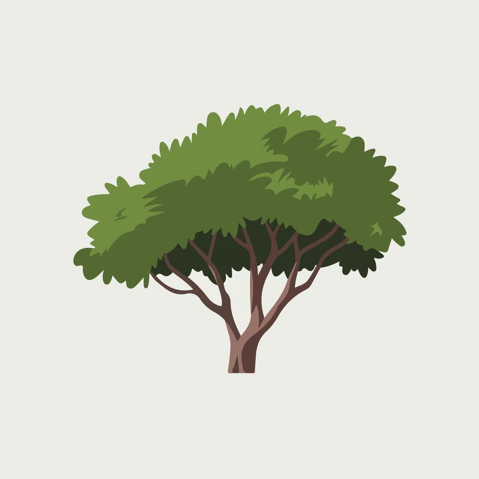 Single Tree Icon in a Smooth Flat Style vector