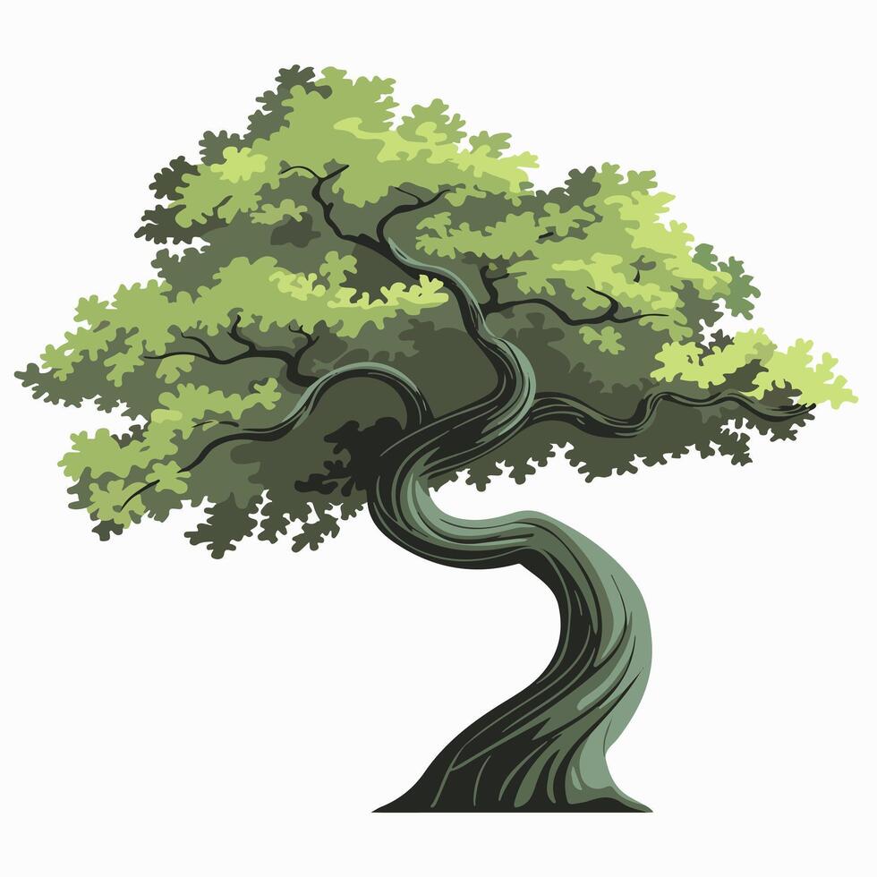 An illustration of a tree with green leaves vector