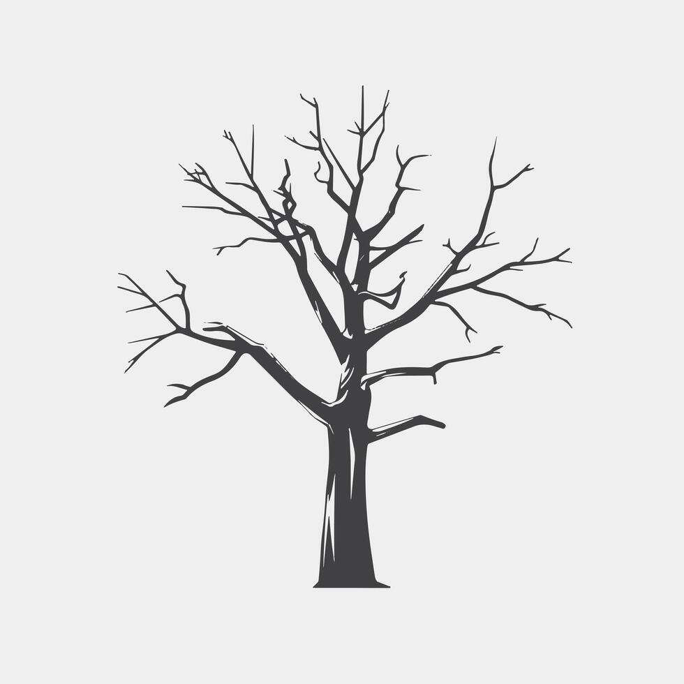 A black and white illustration of a tree with no leaves vector