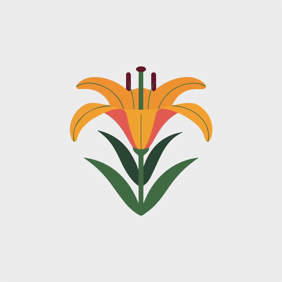 A flower with a stem and leaves on a white background vector