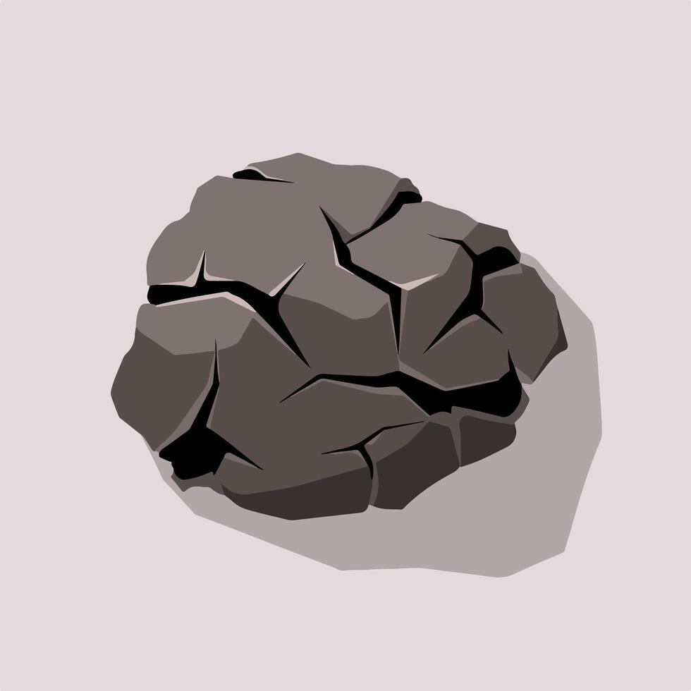 A rock with cracks on it is shown in this illustration vector