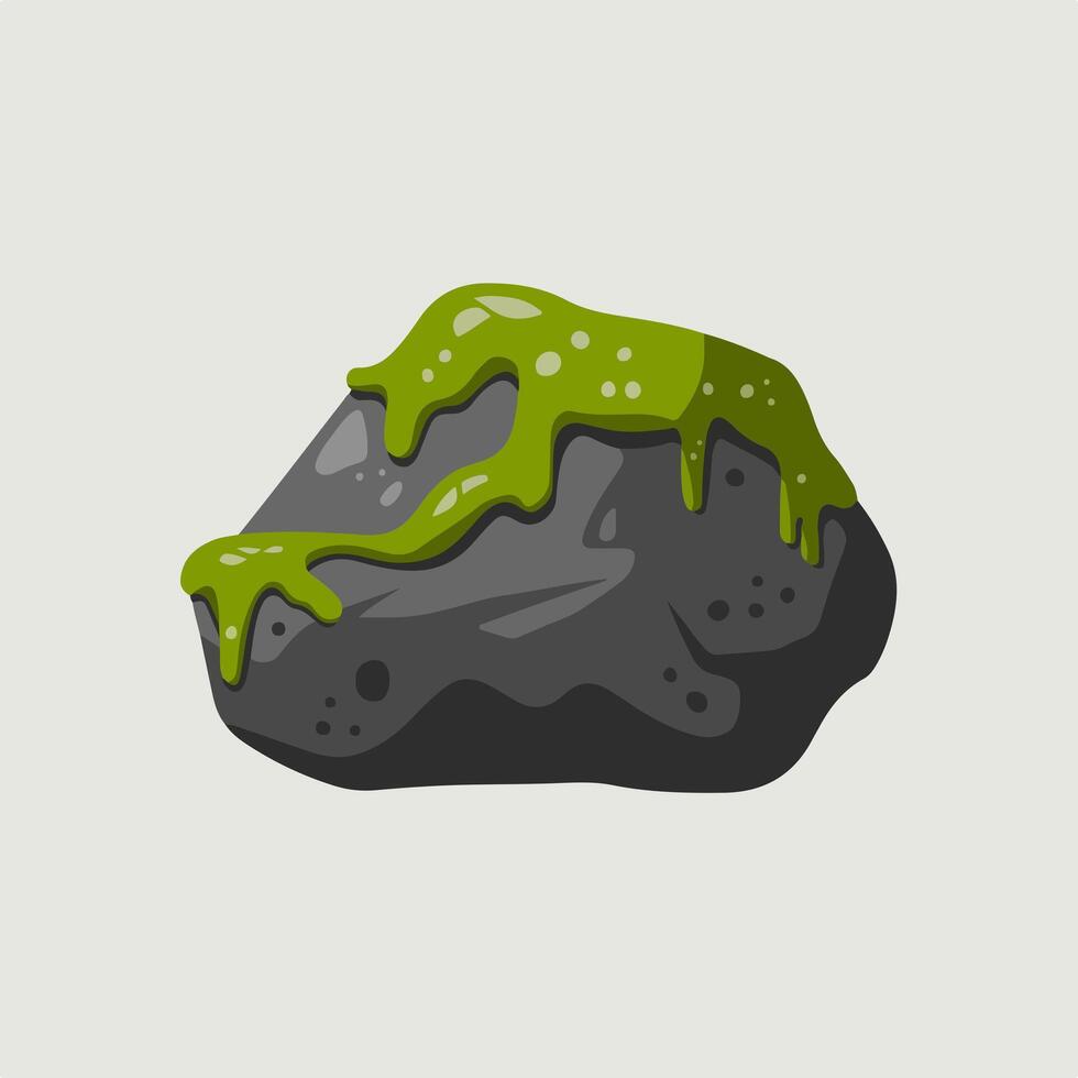 A rock with green slime on it vector