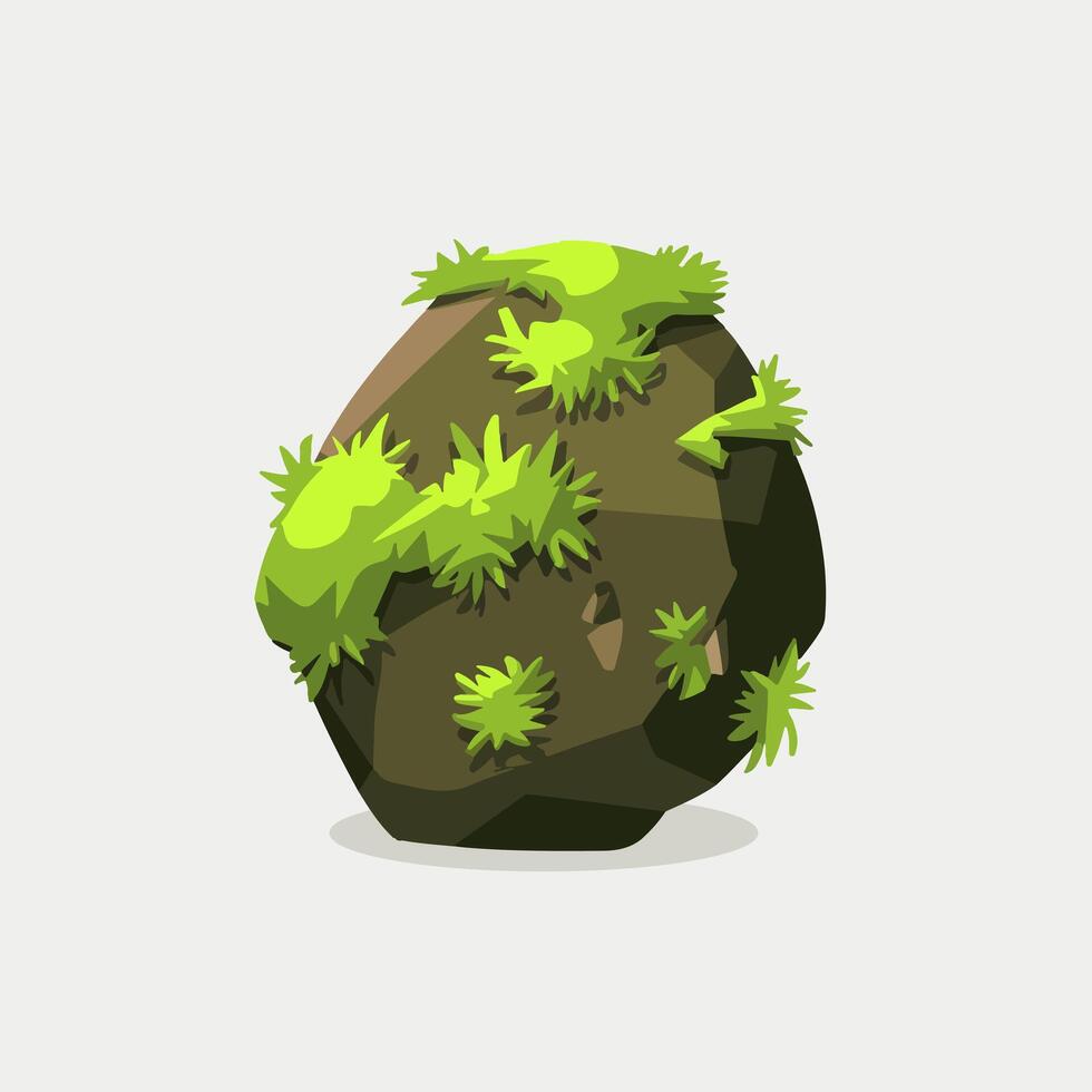 A rock with green moss on it vector