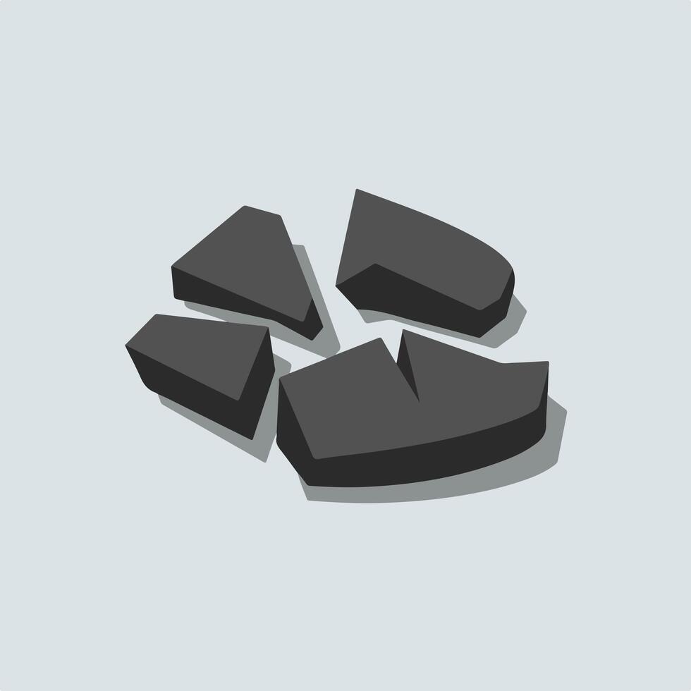 A broken piece of stone is shown on a white background vector