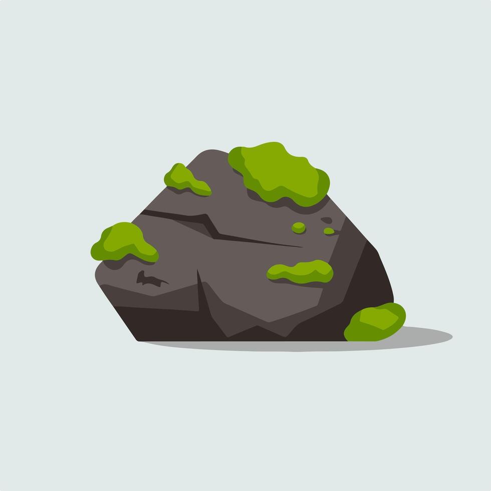A rock with green moss on it vector