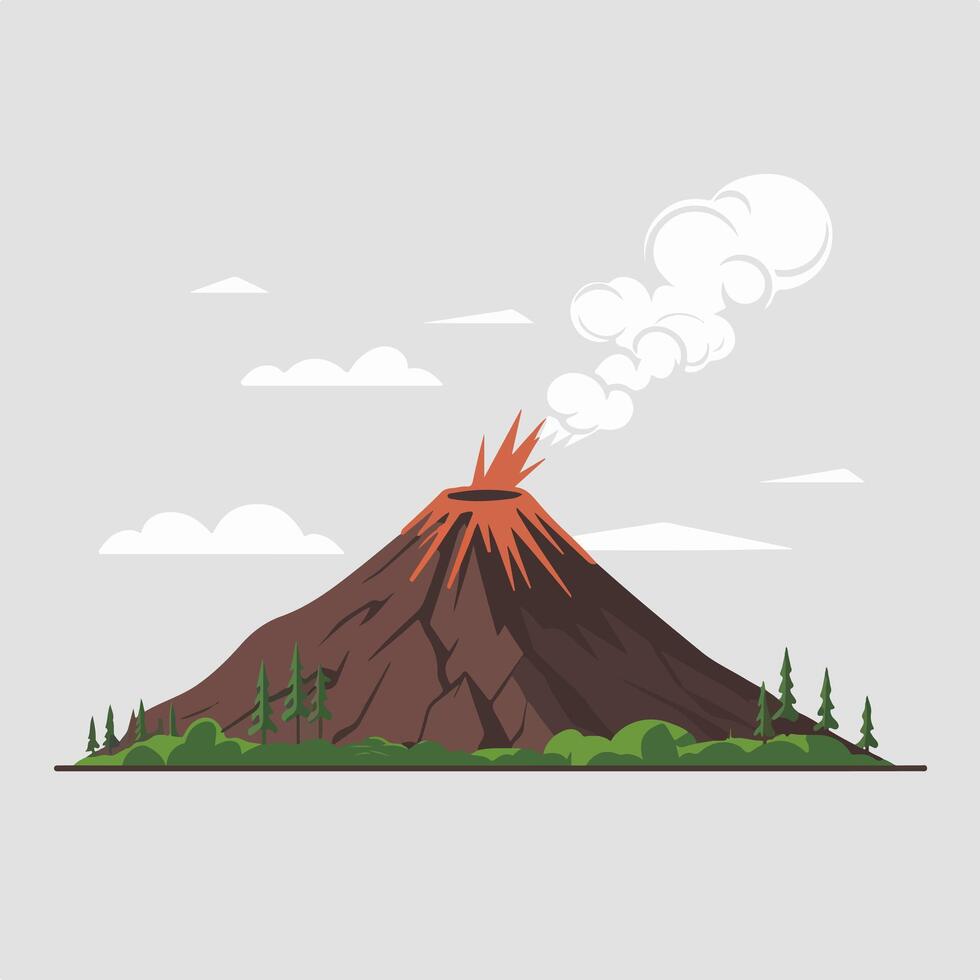 Volcano, flat design, illustration vector