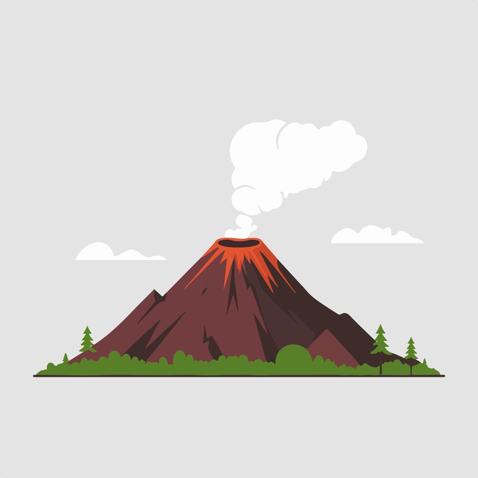 Volcano, flat design, illustration vector