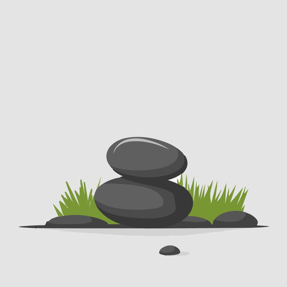 A cartoon illustration of a pile of rocks and grass vector