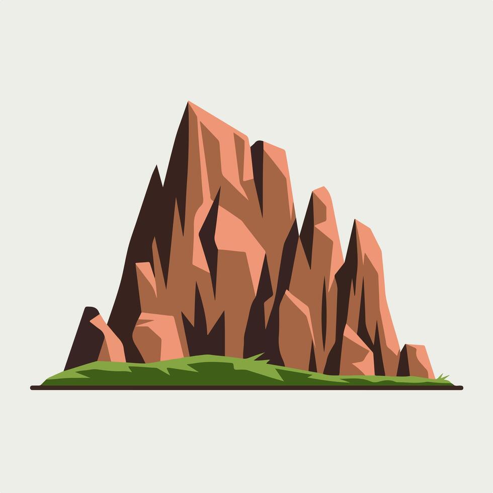 A cartoon mountain with rocks and grass vector