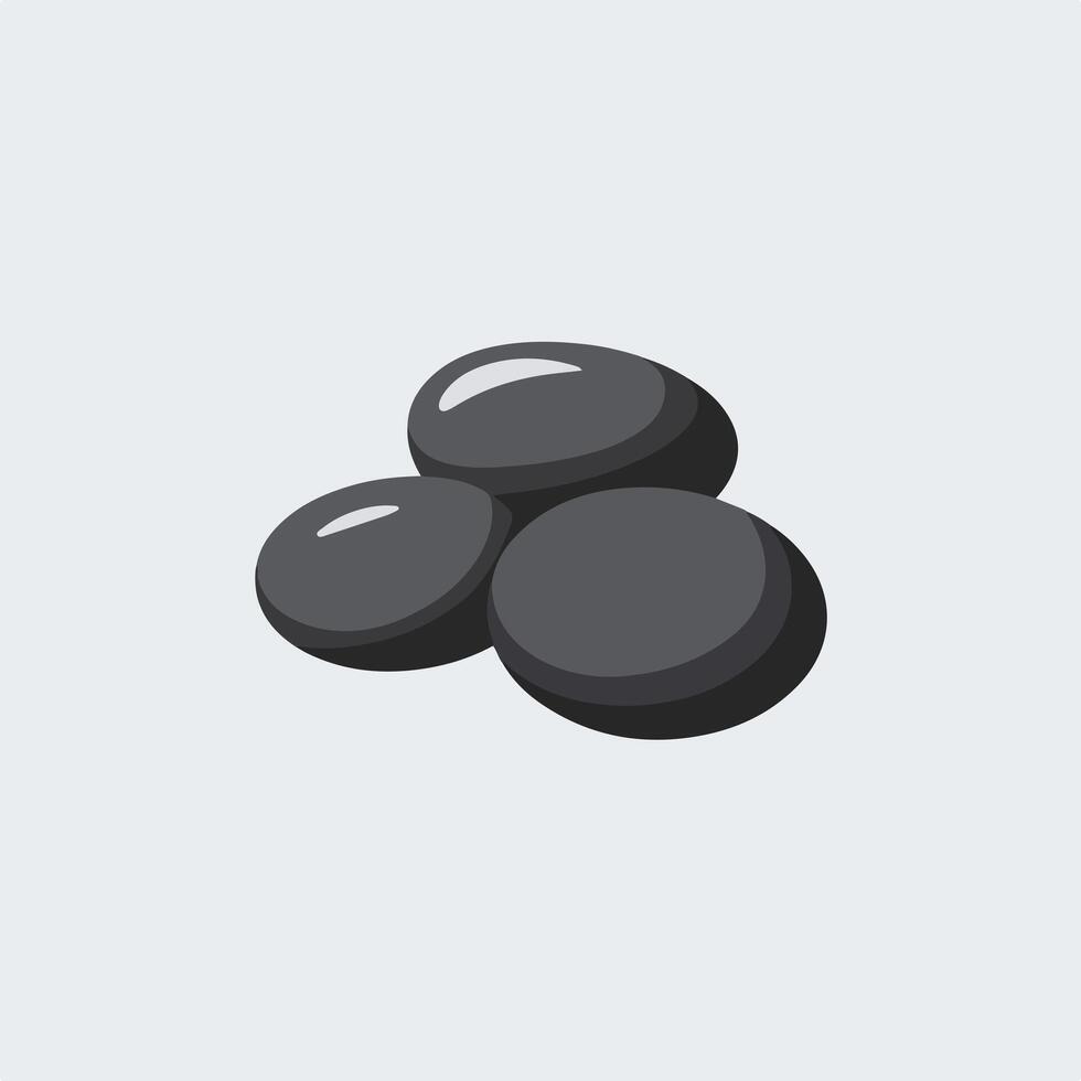 Three black stones on a white background vector