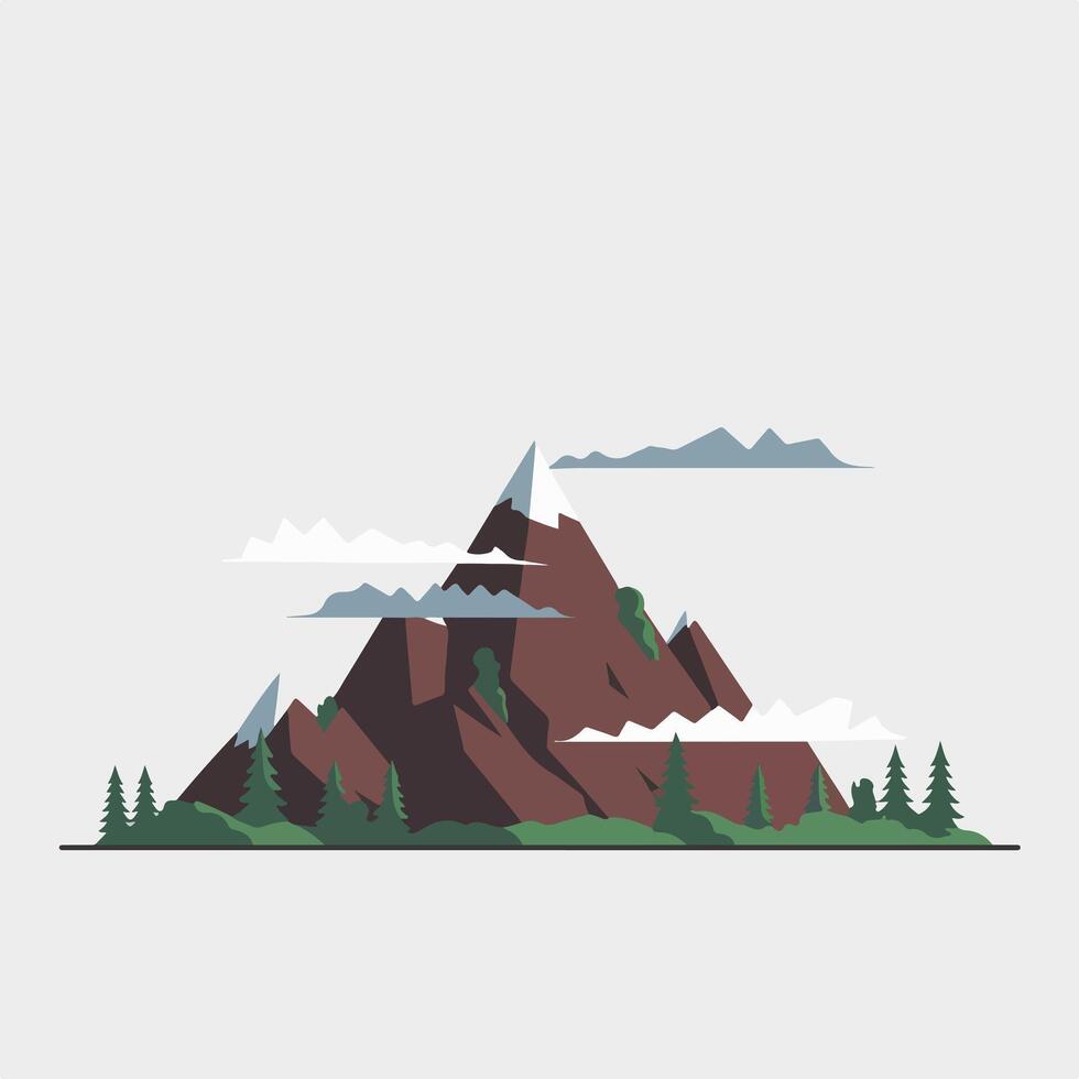 Mountain landscape with trees and clouds vector