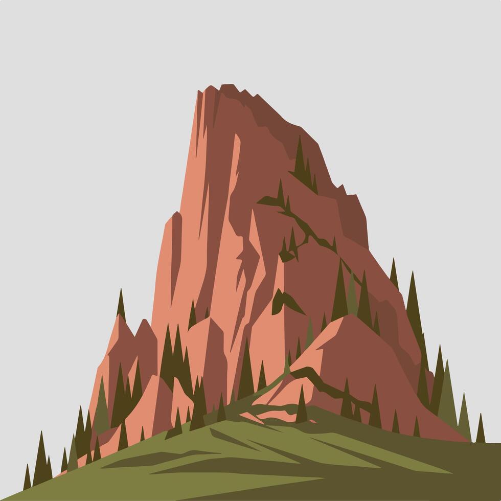 A cartoon illustration of a mountain with trees vector