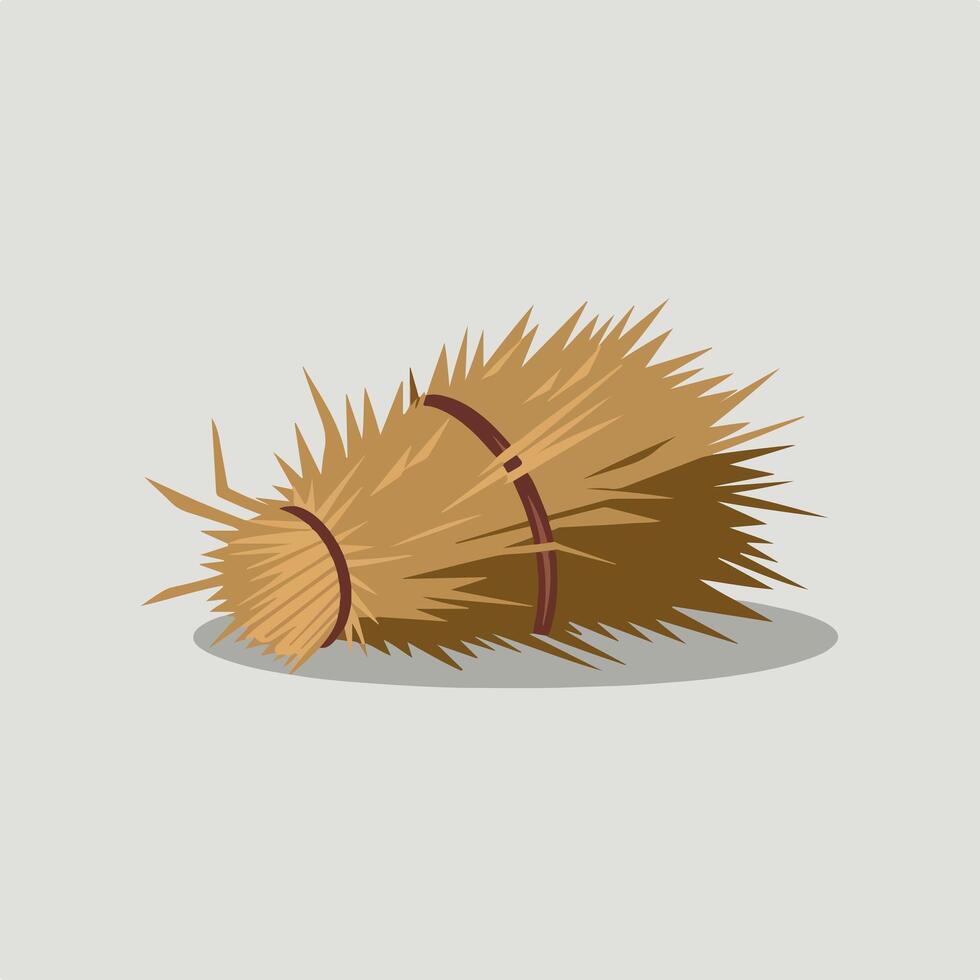 A brown hay bale with a red ribbon on it vector