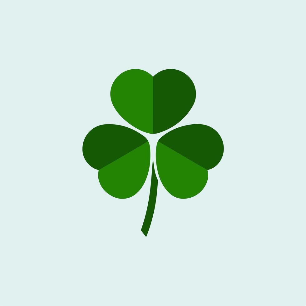 A green shamrock clover icon on a light blue background vector