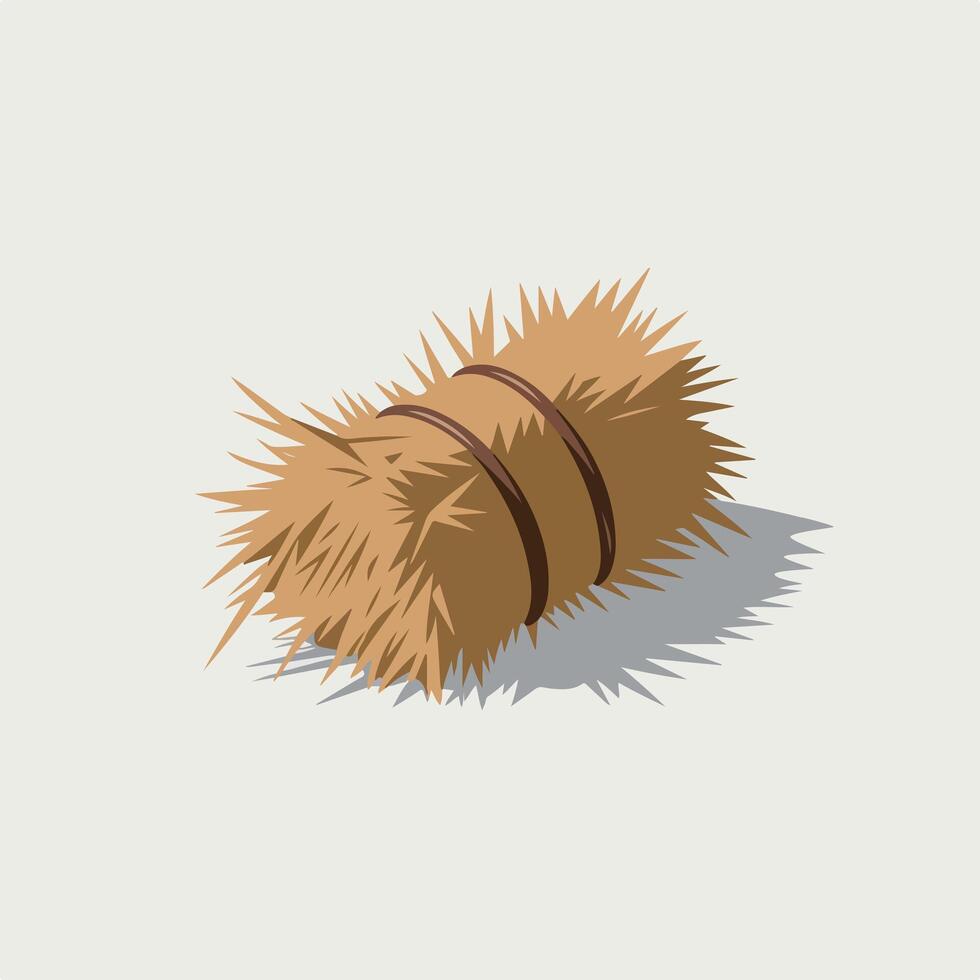 Elegant Flat Roll of Hay on a Blank White Space vector