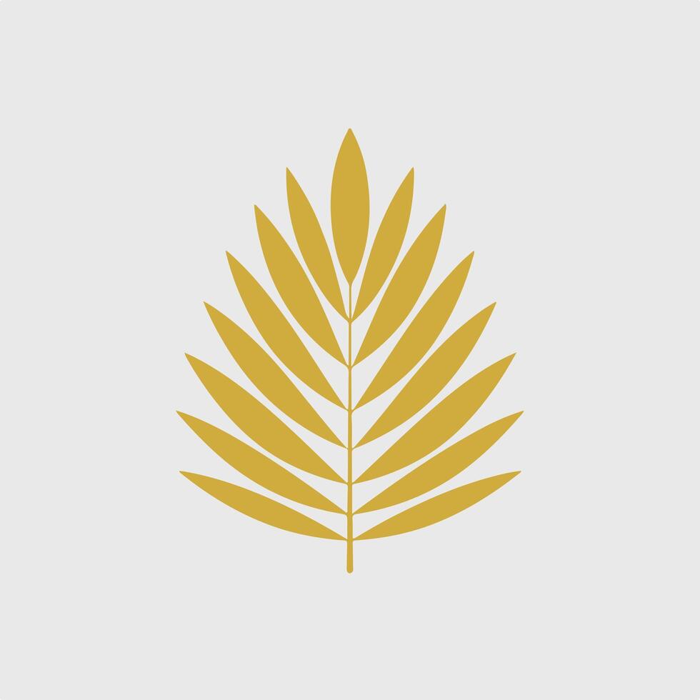 A golden palm leaf icon on a white background vector