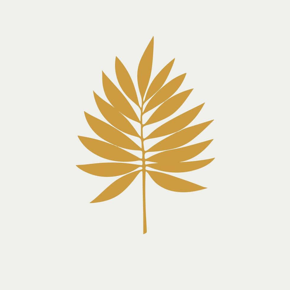 A golden tropical leaf on a white background vector