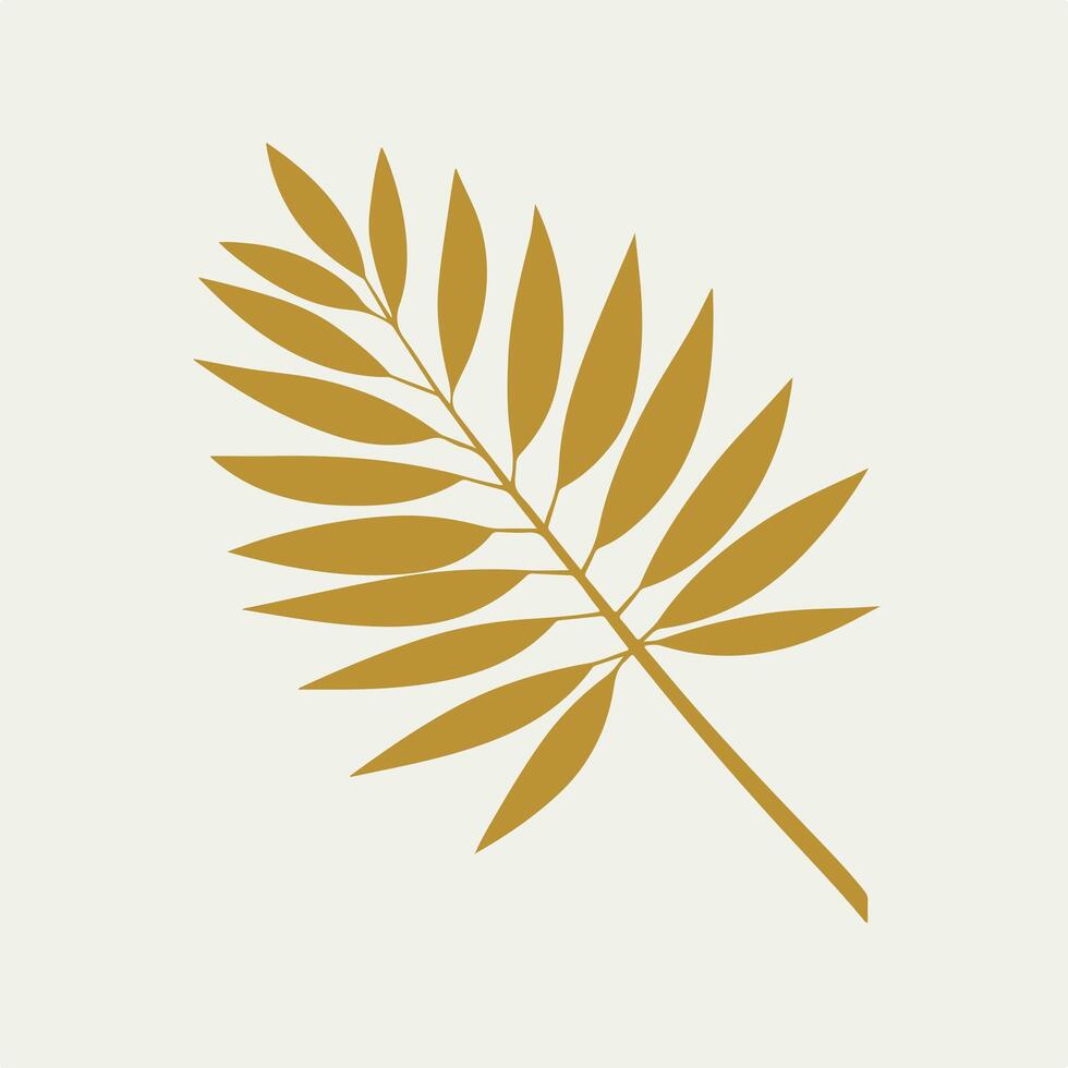 A golden palm leaf on a white background vector