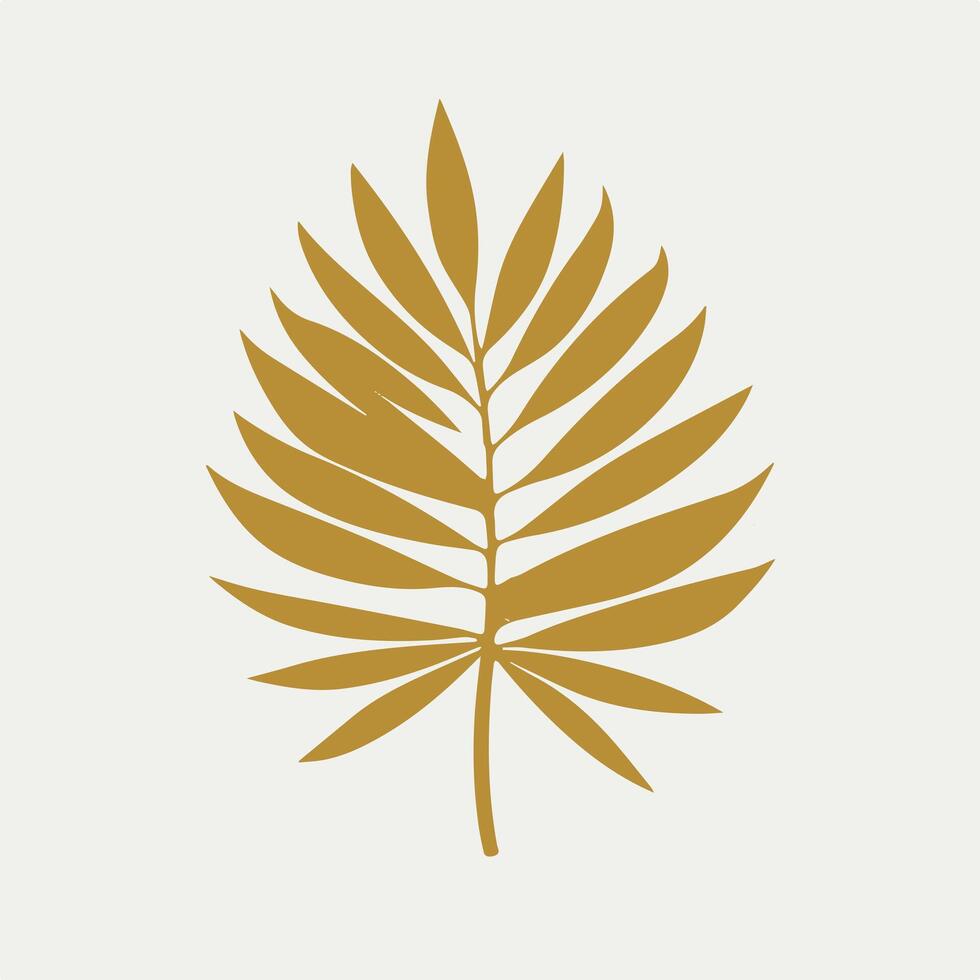 Minimalist Golden Tropical Leaf on a White Background vector