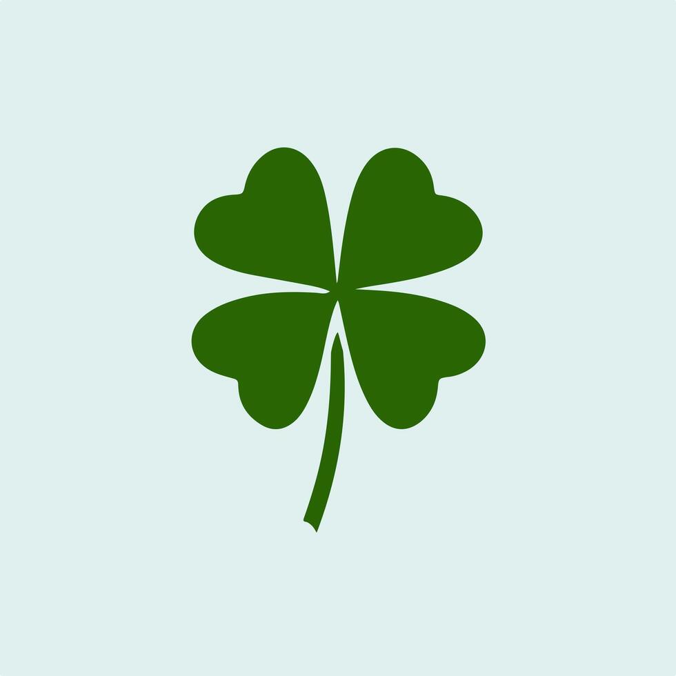 A four leaf clover is shown on a light blue background vector