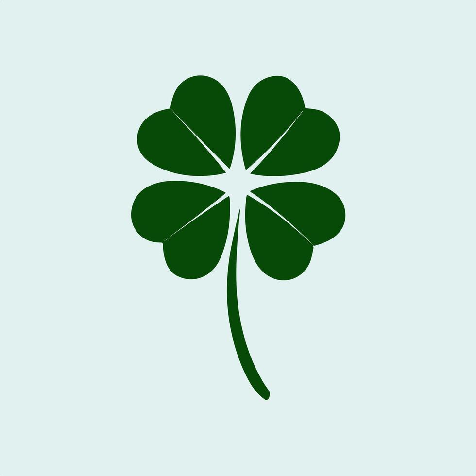 A four leaf clover is shown on a light blue background vector