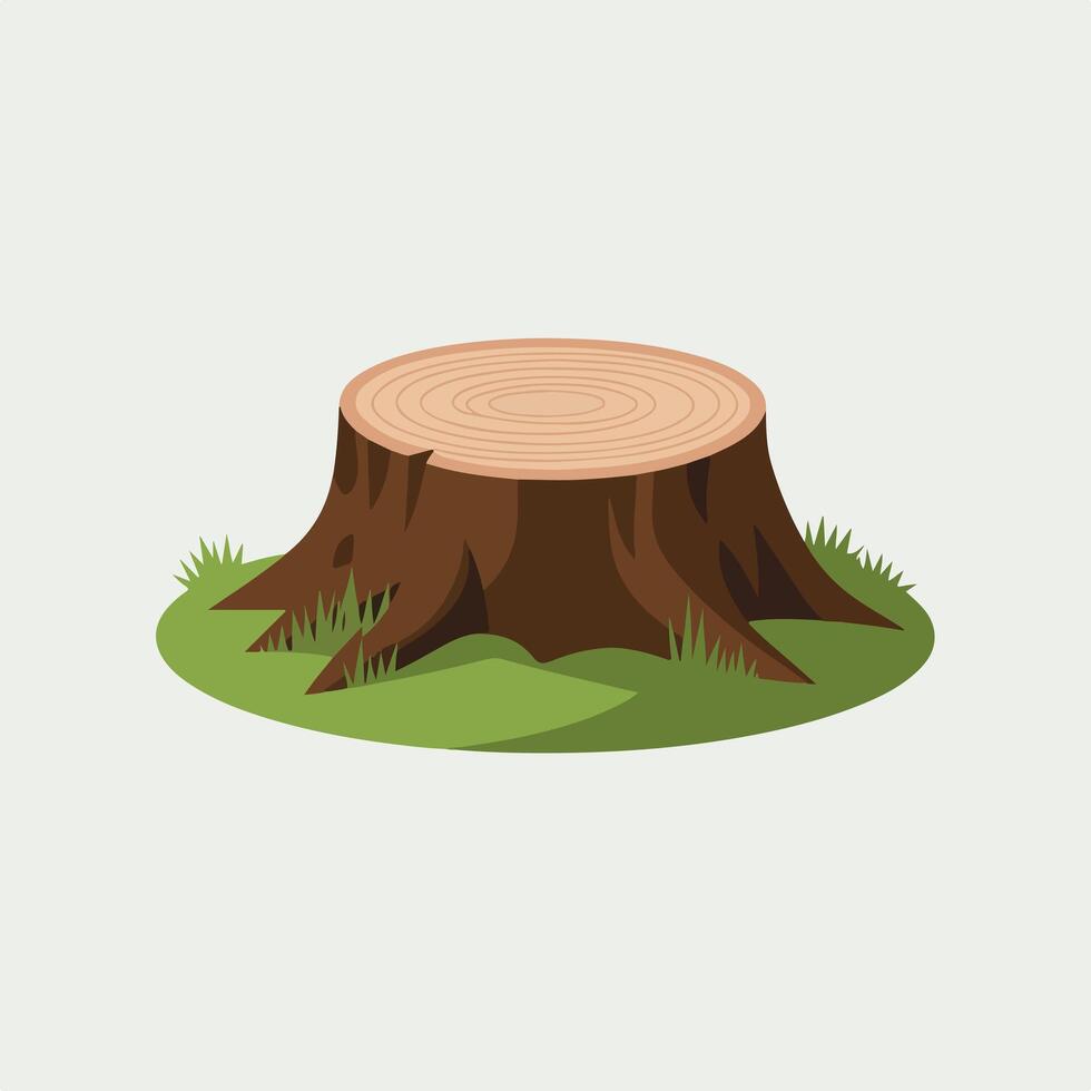 illustration of a tree stump with grass vector