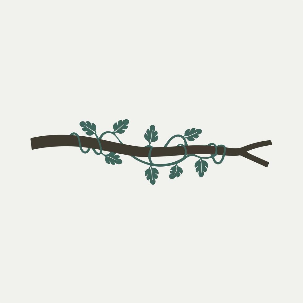 A branch with leaves and vines on it vector