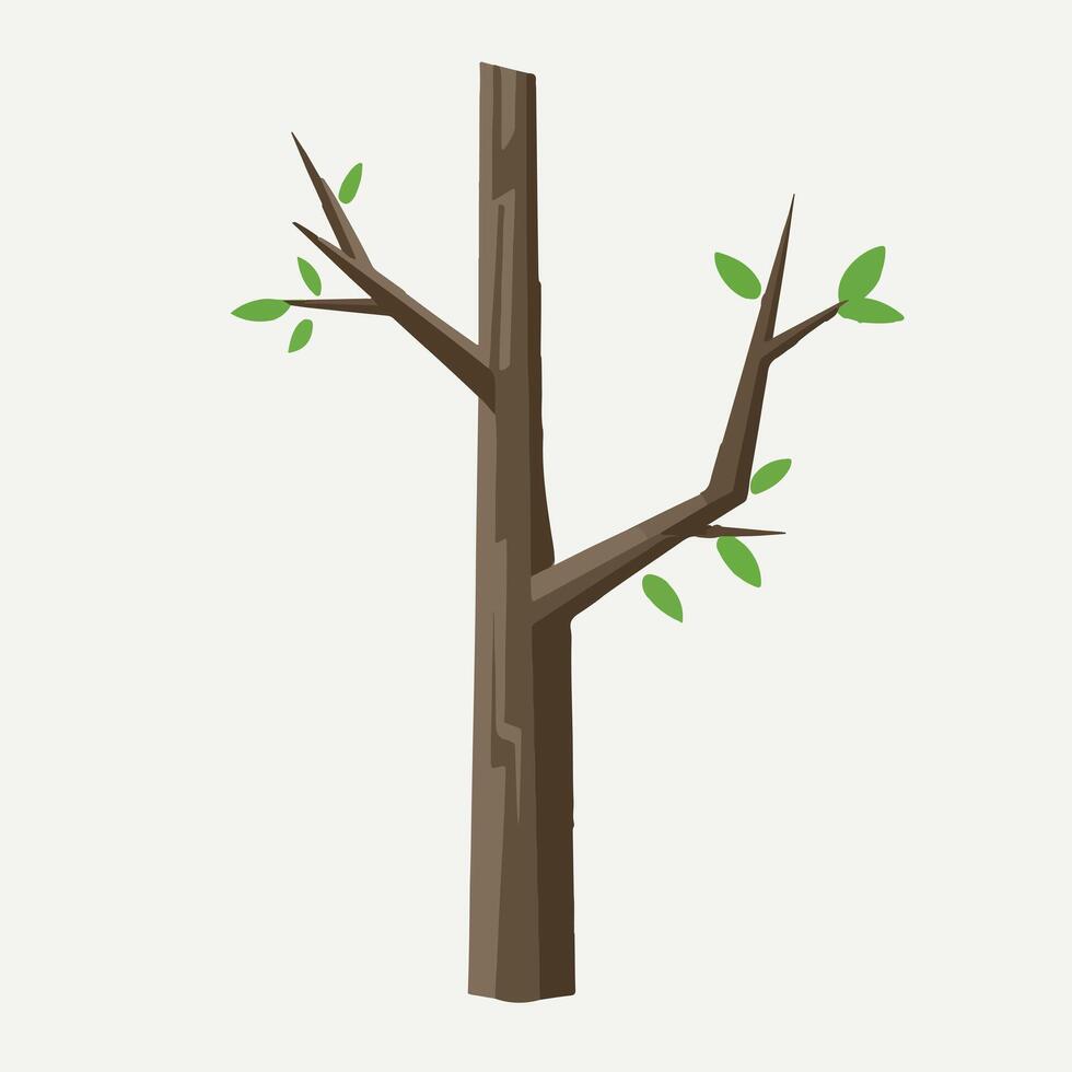 Flat Thick Tree Branch Design with Clean White Background vector