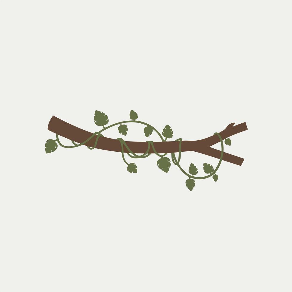 A branch with leaves and vines on it vector