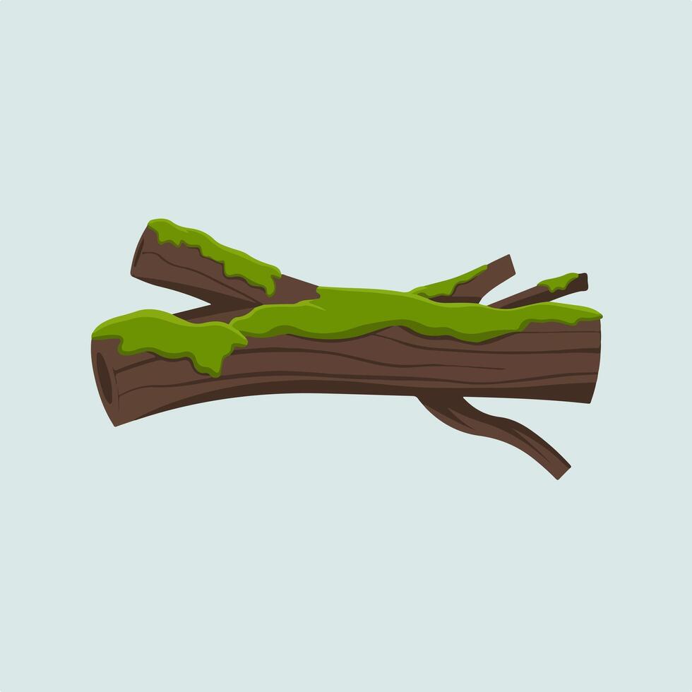 Logs with moss on them, flat style vector