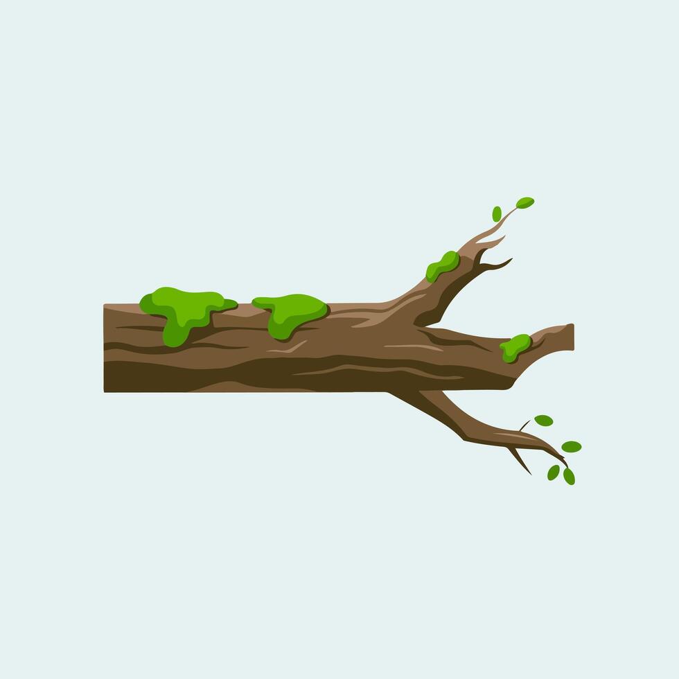 A cartoon tree branch with green leaves vector