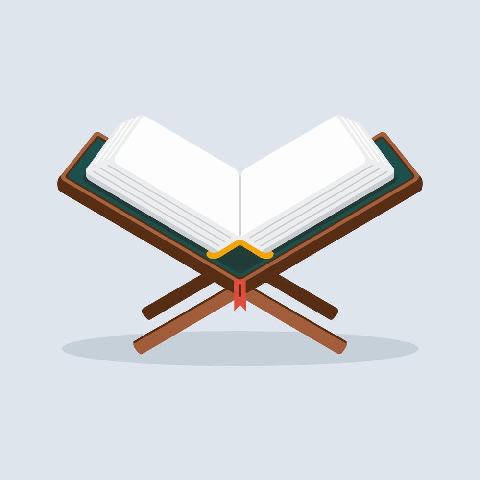 Open book on a wooden stand illustration vector