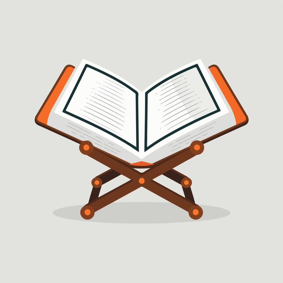 Open book on a wooden chair illustration vector