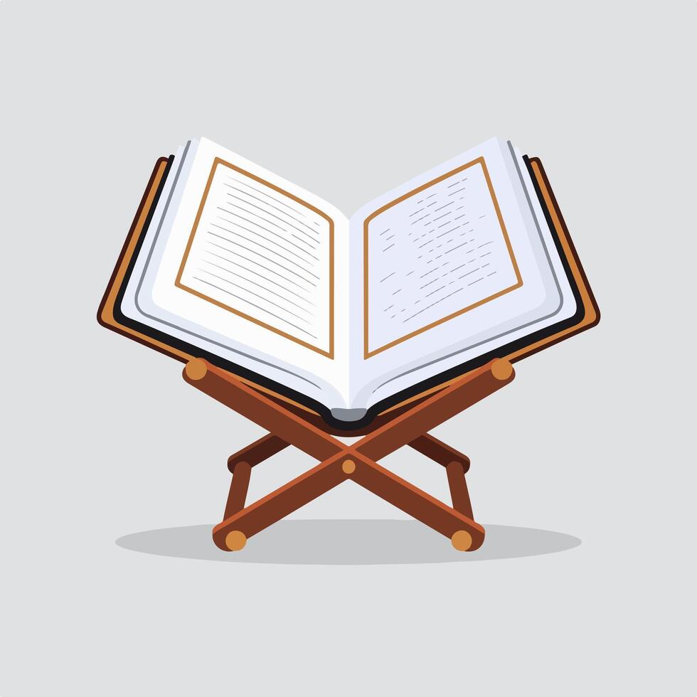 Open book on a wooden stand illustration vector