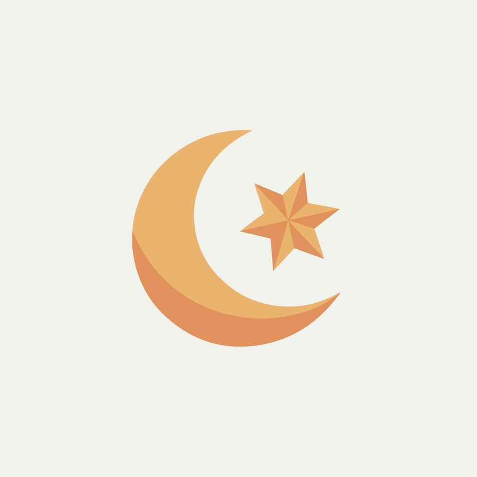 A crescent and star icon on a white background vector
