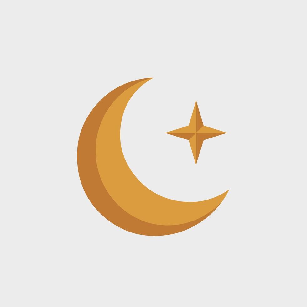 A crescent and star icon on a white background vector