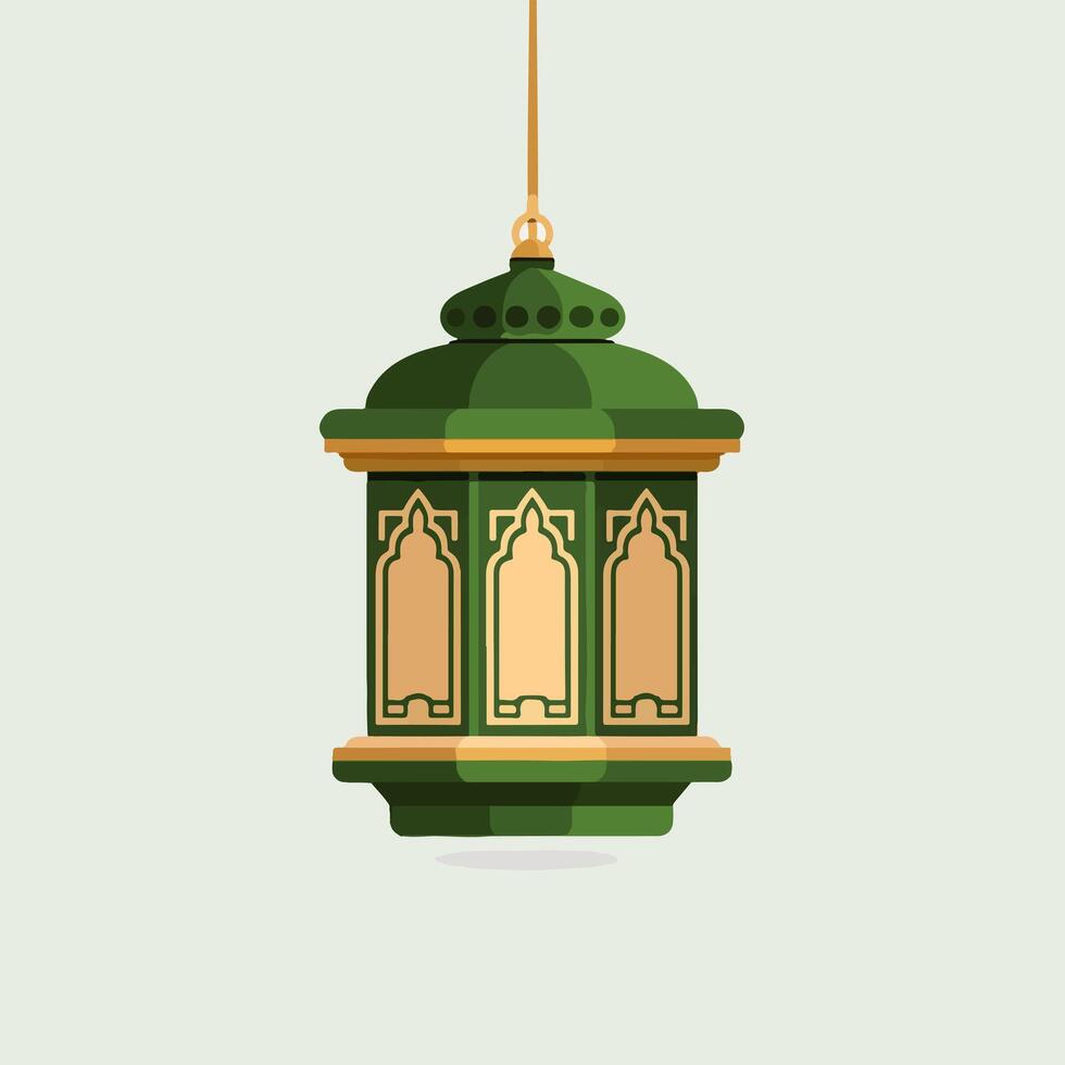 Islamic lantern with gold and green design vector