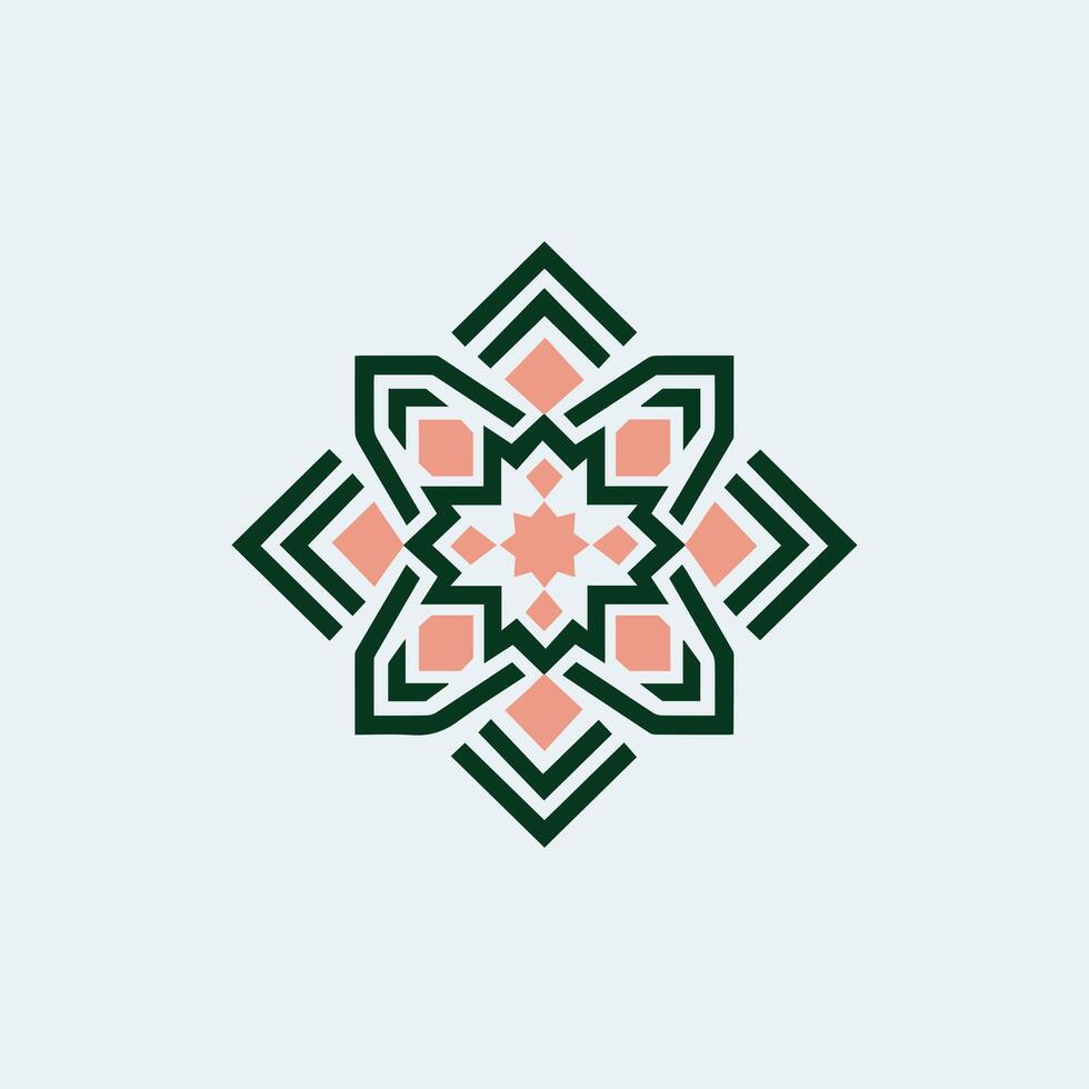 A geometric pattern in pink and green vector