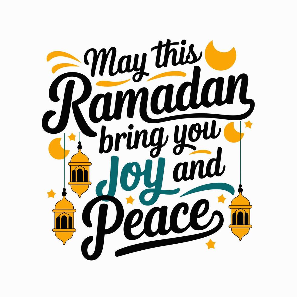 Ramadan greetings, may this ramadan bring you joy and peace vector