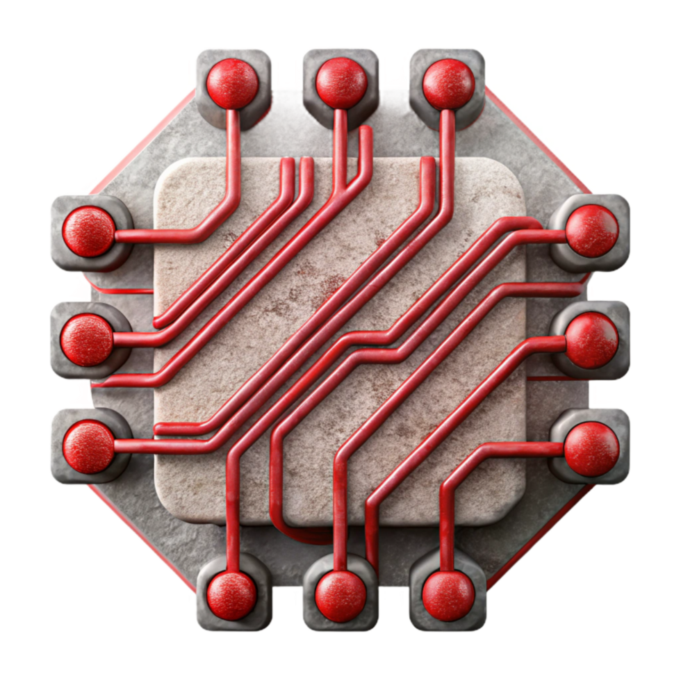 vibrant minimalist Abstract Circuit Pattern Red Lines Isolated Element genuine png