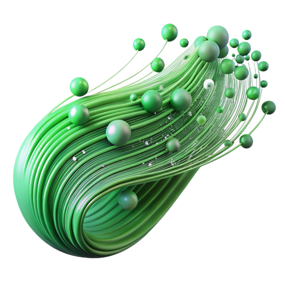 dramatic contemporary Abstract Data Stream with Green Particles Transparent high quality png
