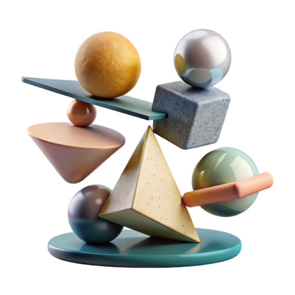 impressive minimalist Abstract Geometric Shapes Representing Balance with Pastel Tones Transparent Background professional png
