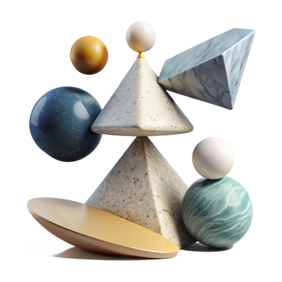 wonderful artistic Abstract Geometric Shapes Representing Balance with Pastel Tones Transparent Background high quality png