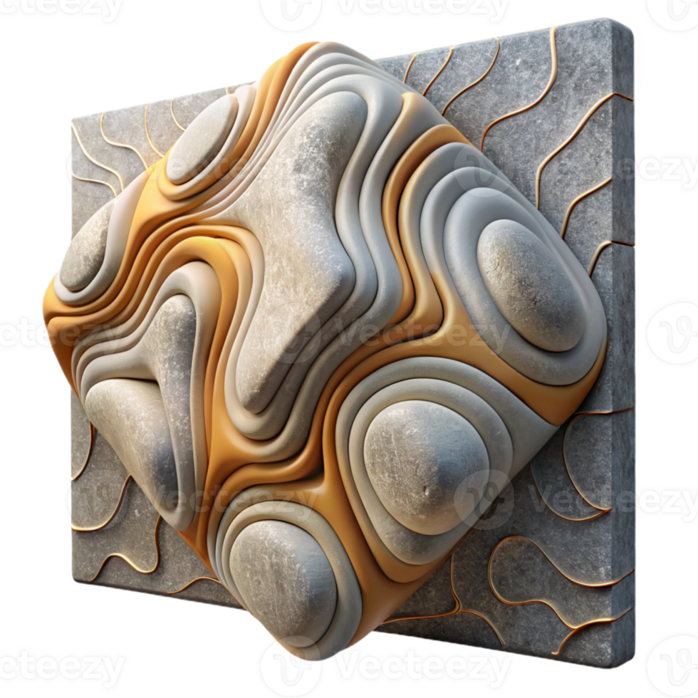 serene artistic Abstract Wall Art with Gold Accents Cutout original png