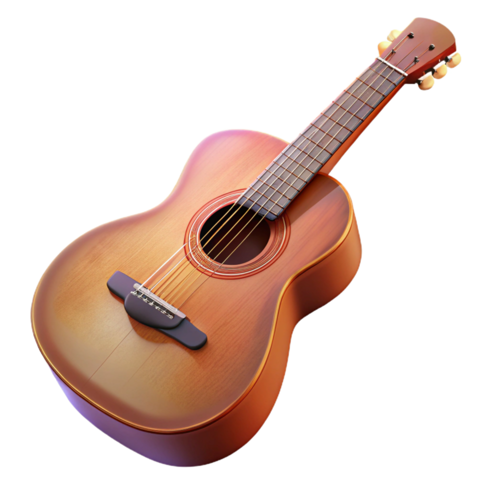 extraordinary vintage Acoustic Guitar with Pickguard Transparent Background high resolution png