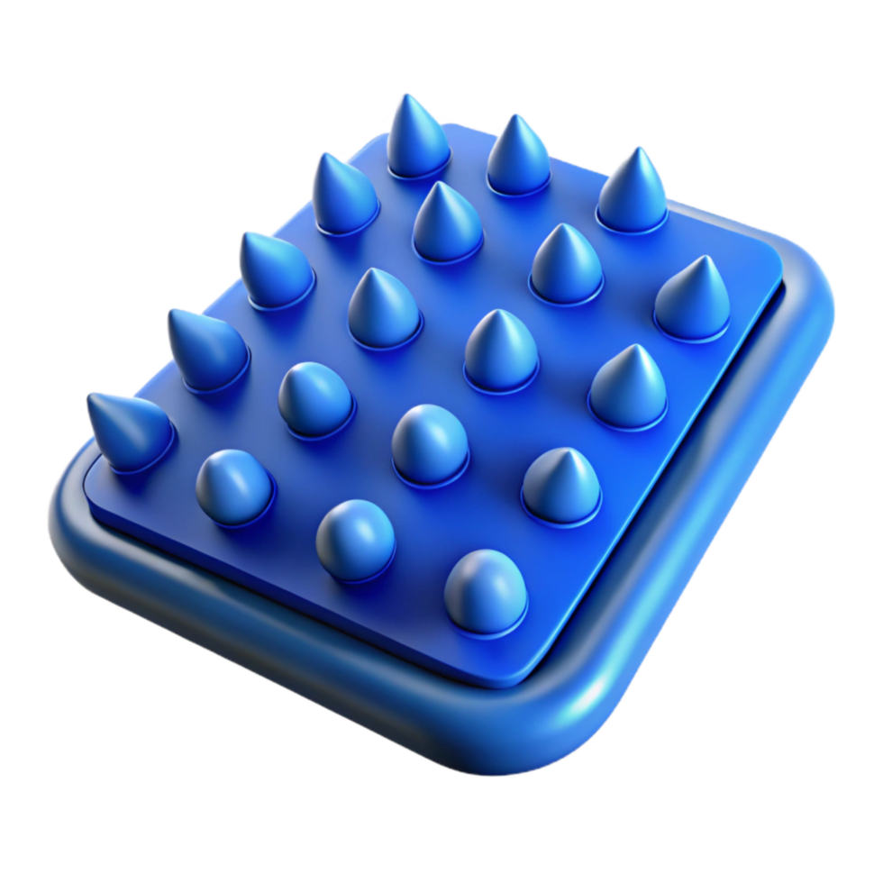 extraordinary contemporary Acupressure Mat Blue Spikes Transparent Background 4K png