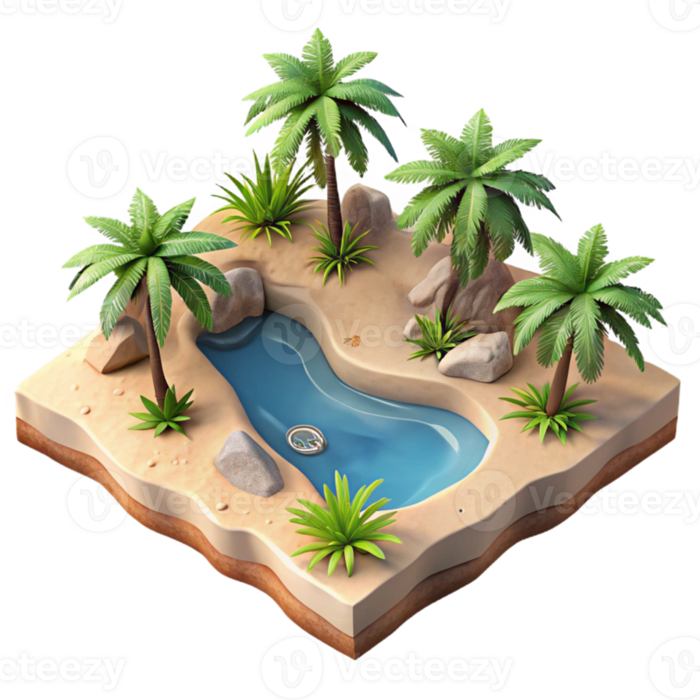 beautiful abstract Aerial Perspective of Desert Oasis with Palm Trees Transparent Background detailed png