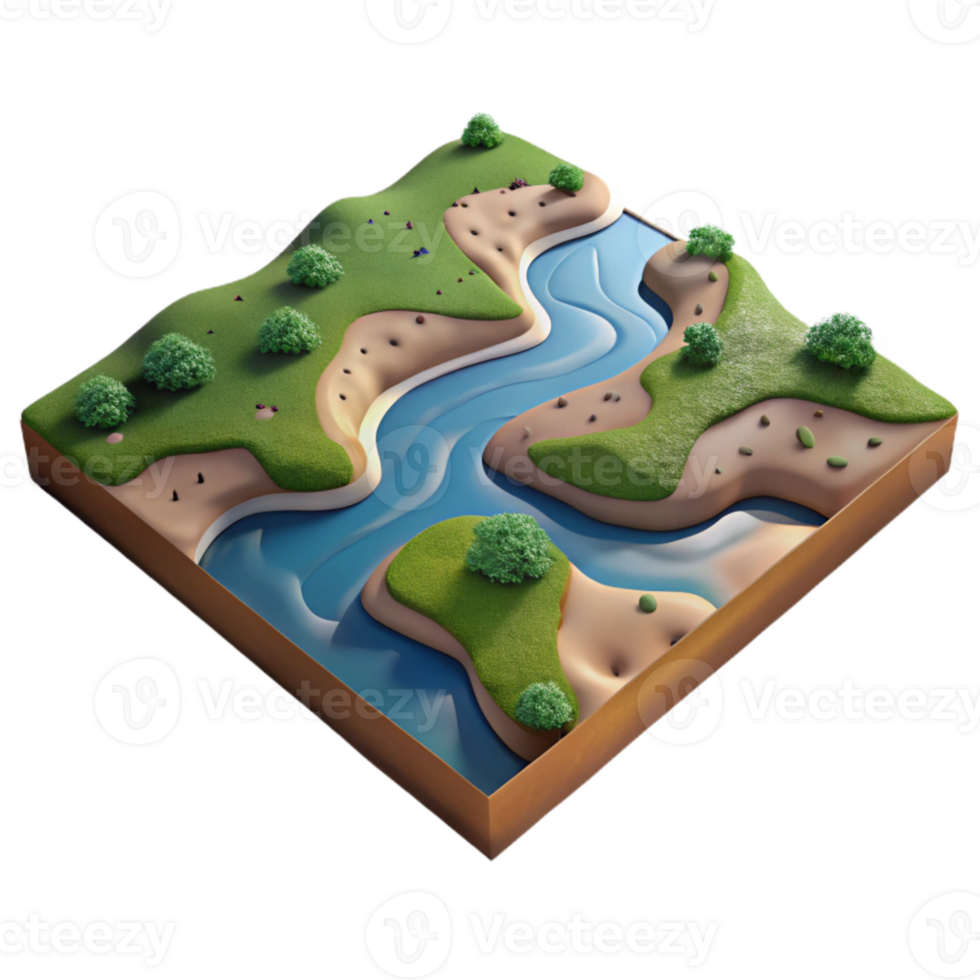 wonderful classic Aerial Perspective of River Delta with Wetlands Transparent Background high quality png
