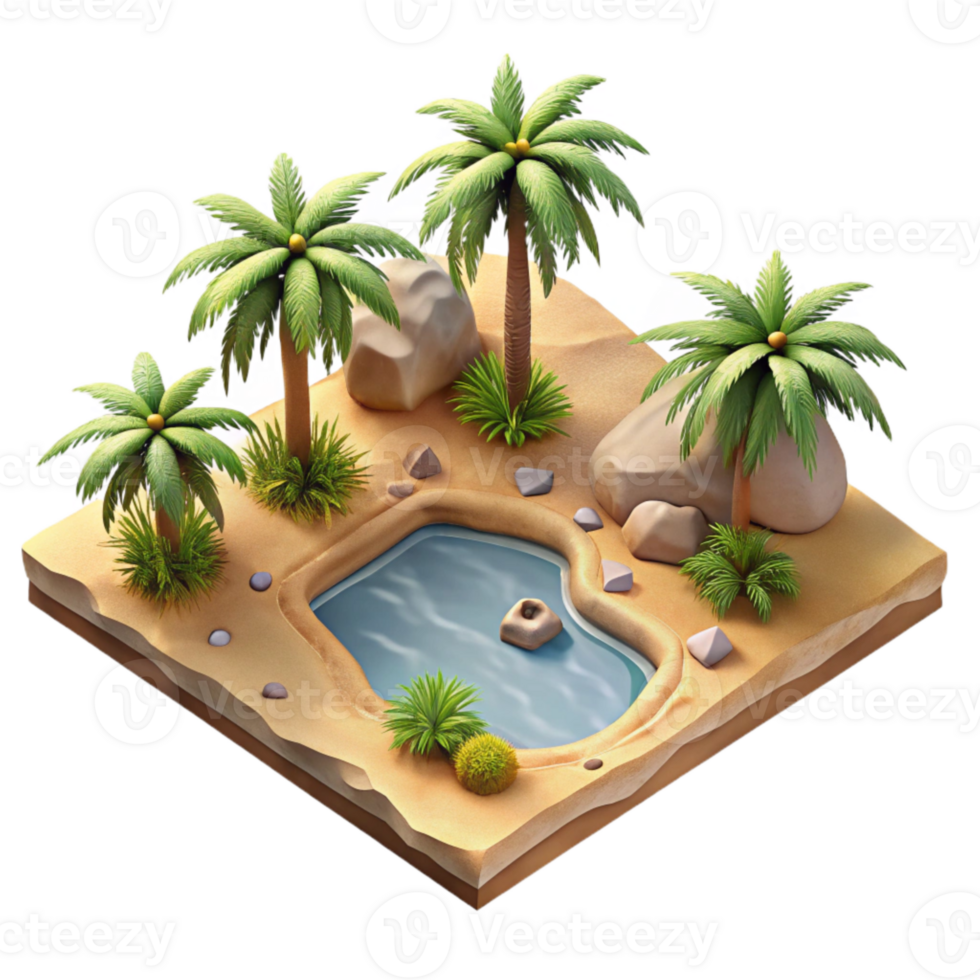 extraordinary abstract Aerial Perspective of Desert Oasis with Palm Trees Transparent Background detailed png